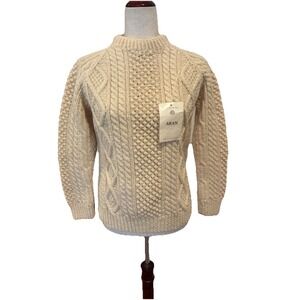 Vtg Purple Heather Hand Loomed Wool Sweater Gap of Dunloe Ireland Aran Sz S 36"